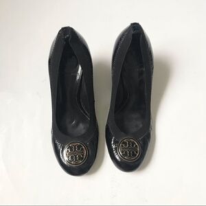 Tory Burch black leather Caroline heels
